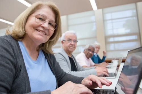 elderly people looking at websites