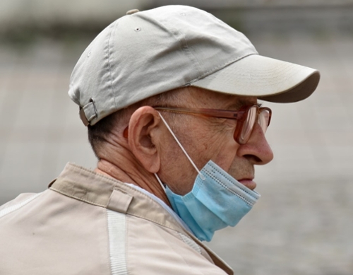 elderly man with face mask